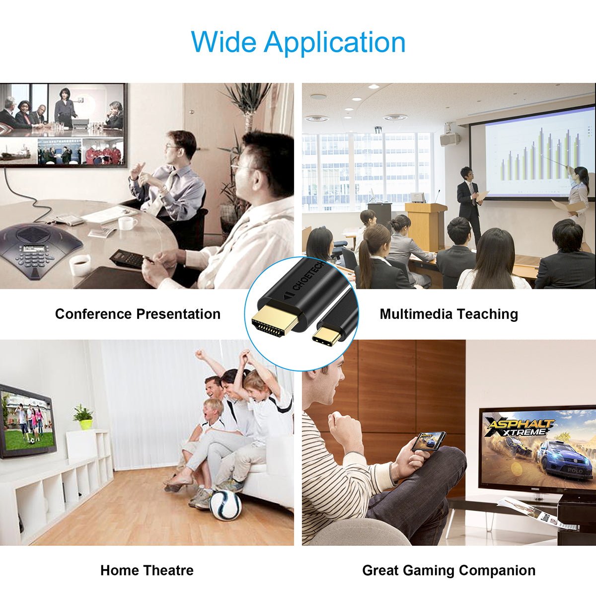 Choetech 3M Type C to HDMI Cable - 3M XCH-0030BK - Level UpLevel UpHDMI AdapterX0019Y6HBZ