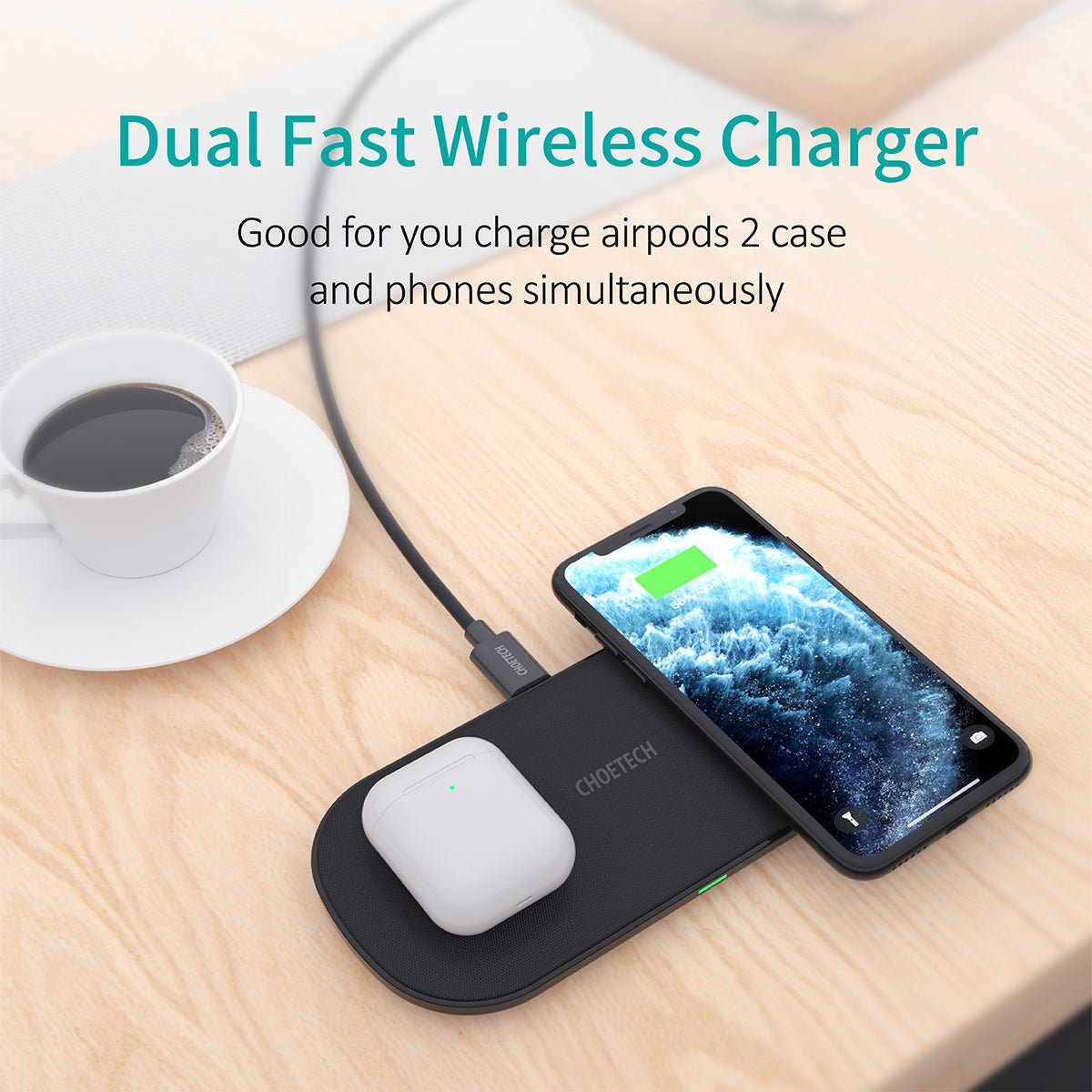 Choetech Dual Wireless Charger - T535-S - Level UpLevel UpAdapter6971824975253