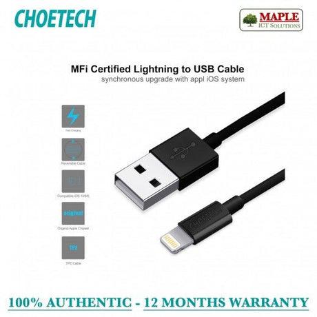 CHOETECH LIGHTNING TO USB A CABLE 2M - BLACK - Level UpAnkerIP0026-BK-V1