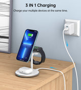 Choetech Magleap Duo 3in1 Magnetic wireless charger station for iPhone 12/13/14 series,AirPods Pro with Iwatch holder - Level UpLevel UpAdapter6932112101853