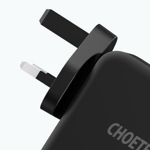 Choetech PD 100W GaN dual USB-C UK Charger with CC cable - Black PD6008-UK-CCBK - Level UpLevel UpAdapter6971824975980