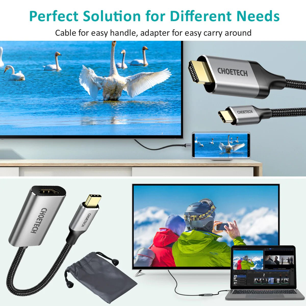 Choetech USB-C to HDMI & Adaptor KIT CH0033 - Level UpLevel UpHDMI Adapter6971824979695