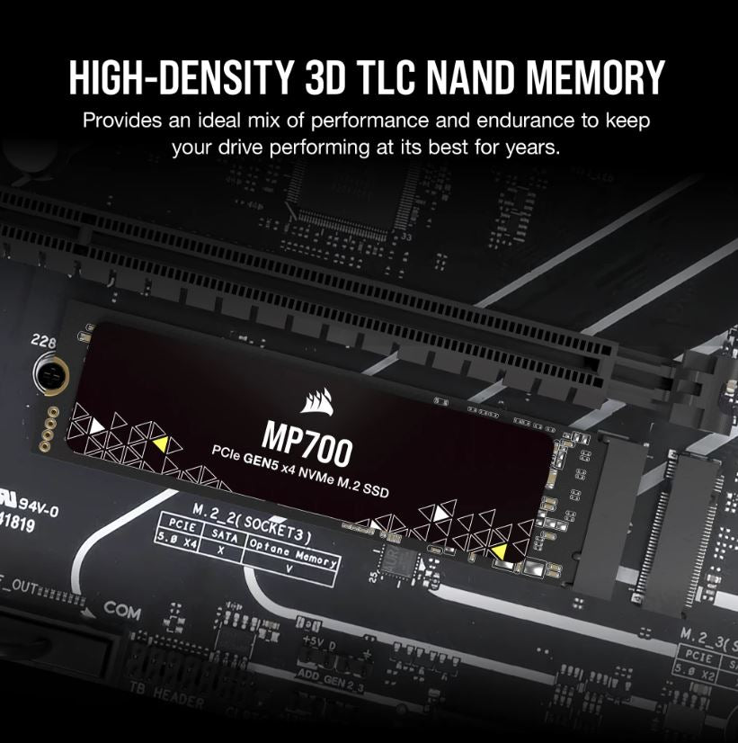 Corsair MP700 1TB PCle 5.0 (Gen 5)x4 NVMe M.2 SSD - Level UpCorsairPC Components840006670391