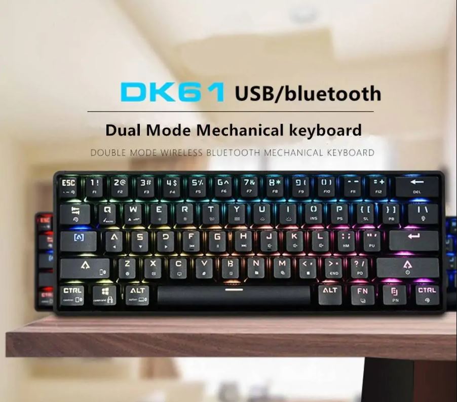 DK61 Mechanical keyboard Wireless + WIRE BLACK (BLUE SWITCH) - Level UpLevel UpKeyboard55663311107852