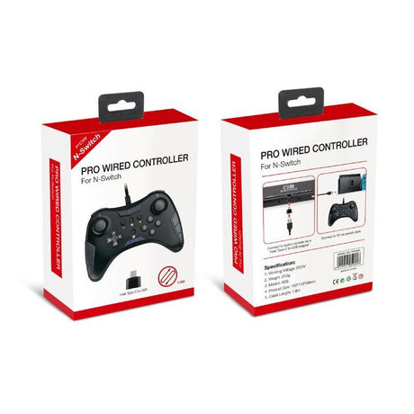 Dobe TNS-901 Pro Wired Controller Gamepad for N-Switch with a male Type-C to USB adapter - Black - Level UpDobeSwitch Accessories6912917059016