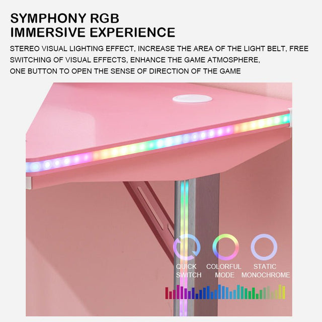 Dowinx Gamaing Desk A1 RGB - Pink Level Up