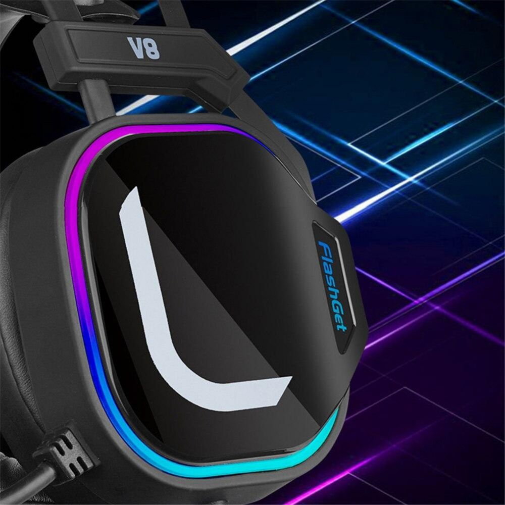 FlashGet V8 RGB GAMING HEADSET - BLACK Level Up