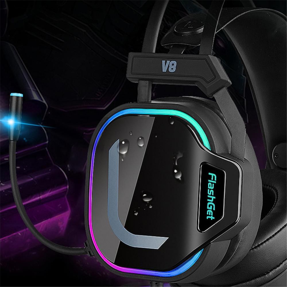 FlashGet V8 RGB GAMING HEADSET - BLACK - Level UpLevel UpHeadset6944009330031