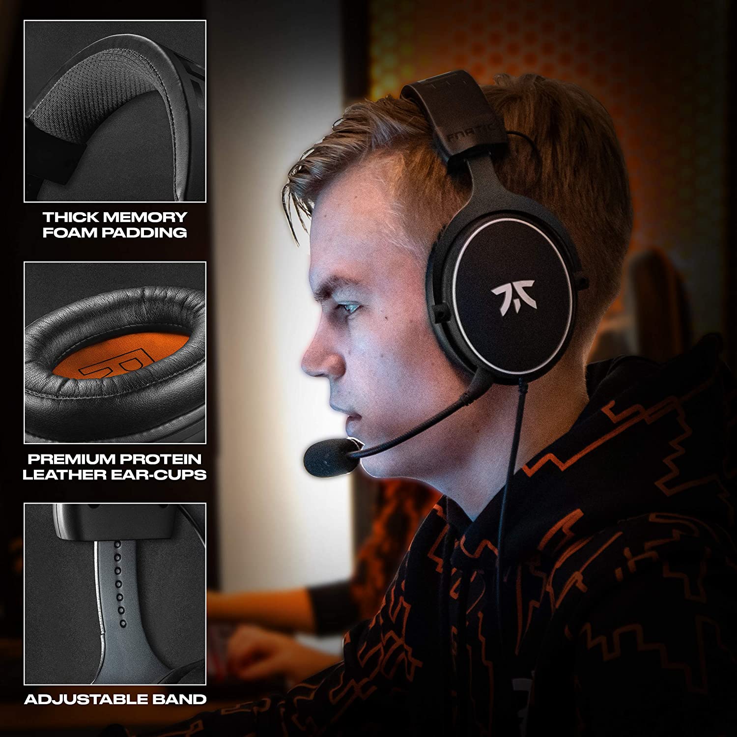 Fnatic REACT Gaming Headset for Esports with 53mm Drivers (AUX) for PC,  PS4, PS5, XBOX Level Up