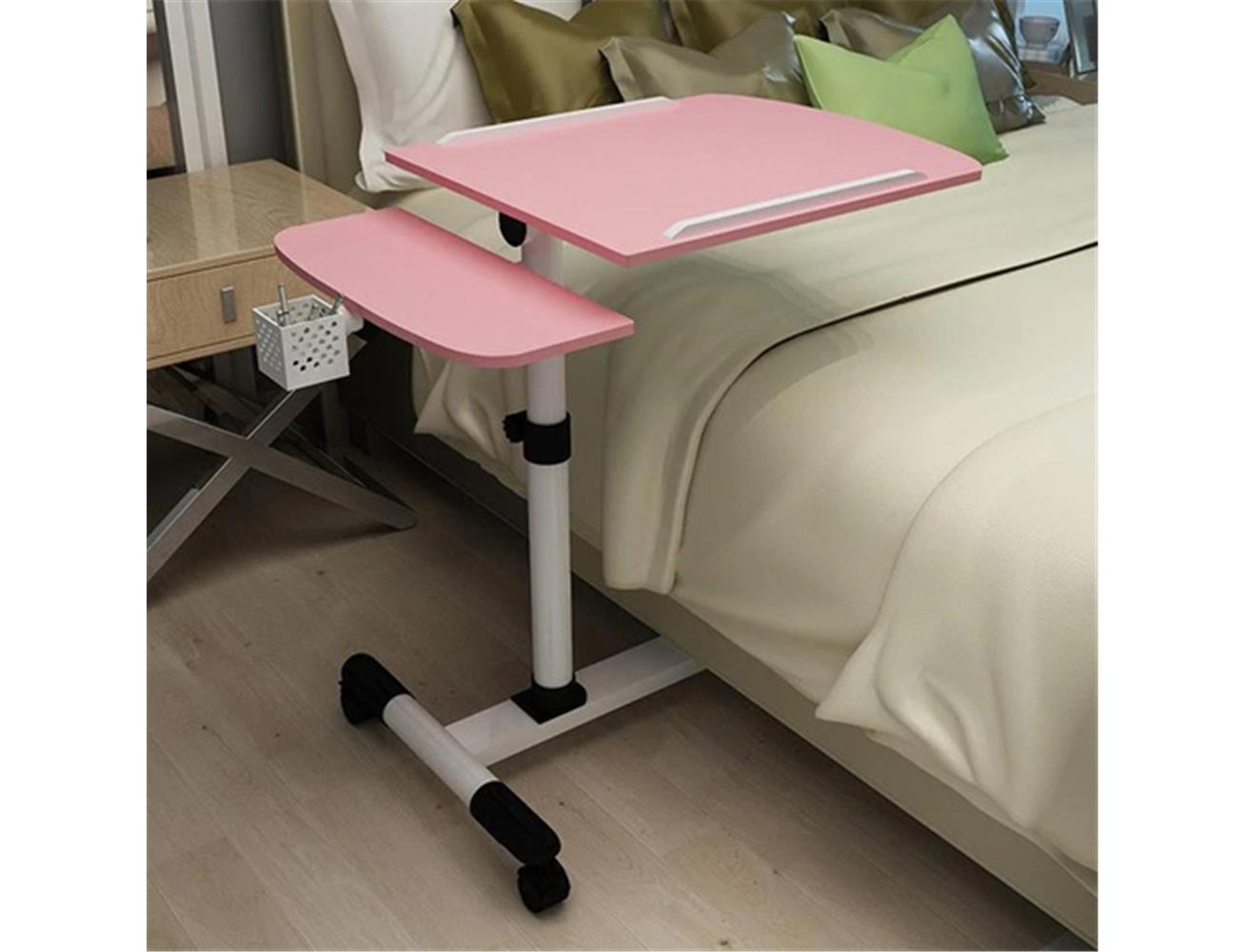 Gadgeton Rolling Table Lap Desk for Laptop, Overbed Bedside Laptop Stand Sofa Side Table - Pink - Level UpGadgetonstand table20285