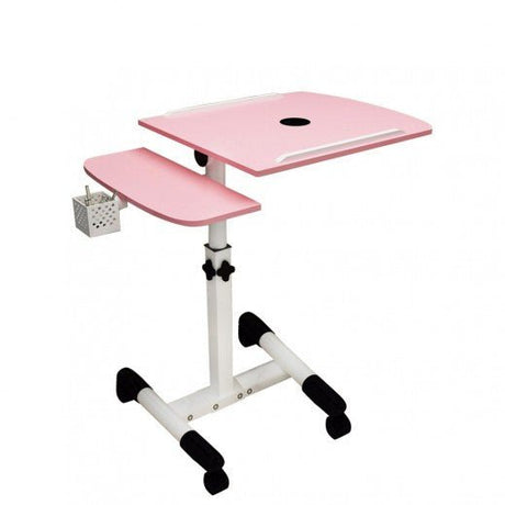 Gadgeton Rolling Table Lap Desk for Laptop, Overbed Bedside Laptop Stand Sofa Side Table - Pink - Level UpGadgetonstand table20285