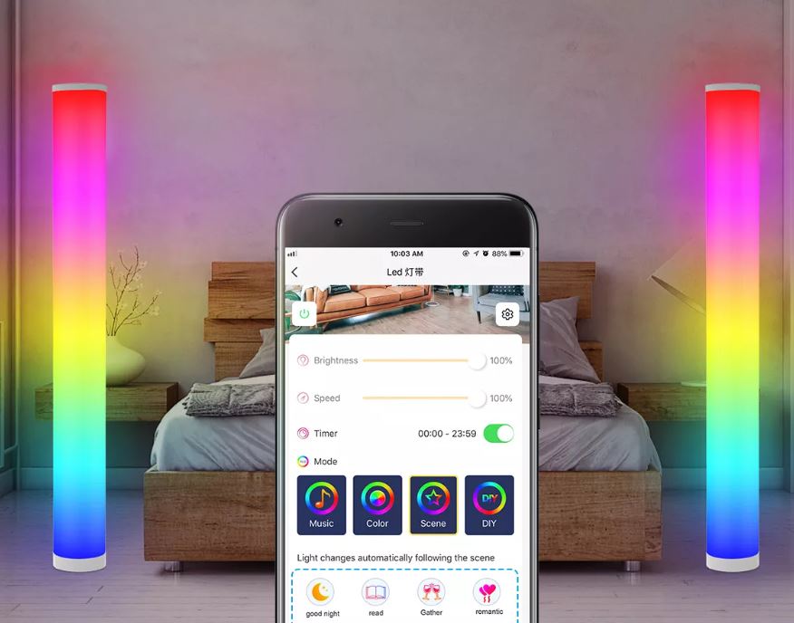 GaMax Modern Dimmable LED Column Floor RGB Lamp Level Up