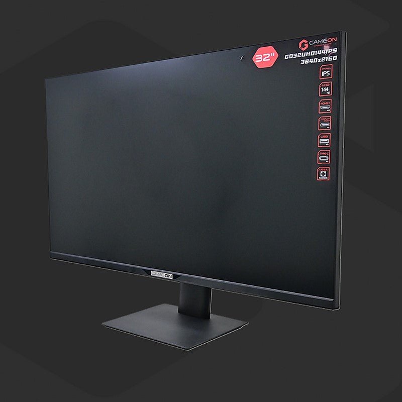 GAMEON 32" UHD, 144Hz 1ms (3840x2160) 4K Flat IPS 90W, HDMI 2.1 Gaming Monitor With (USB Type-C) G-Sync & FreeSync (Support PS5) - Black - Level UpGameOn722777893554