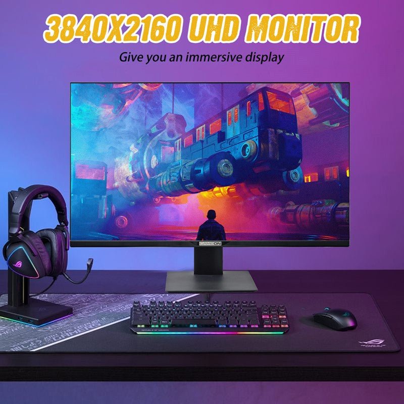 GAMEON 32" UHD, 144Hz 1ms (3840x2160) 4K Flat IPS 90W, HDMI 2.1 Gaming Monitor With (USB Type-C) G-Sync & FreeSync (Support PS5) - Black - Level UpGameOn722777893554