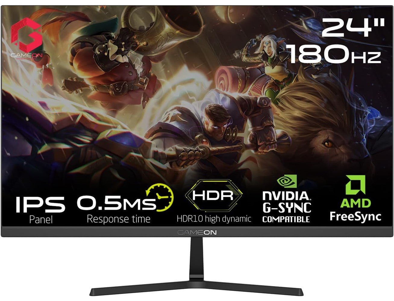 GAMEON GOPS24180IPS 24" FHD Fast IPS, 180Hz, 0.5 ms, HDMI 2.0 Gaming Monitor (Adaptive Sync and G-Sync Compatible) Level Up