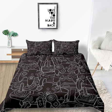 Gamer Bedding Set King Creative Classic Fashionable Black Duvet Cover Queen Twin Full Single Double Unique Design Bed Sheet - Level UpLevel UpBed Sheets