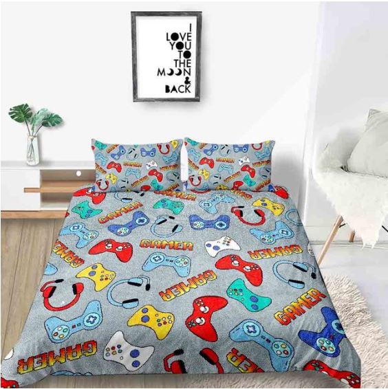 Gamer Gray Bedding Set For Young People Creative Fashionable Unique Design Bed & Pillow Sheet - Level UpLevel UpBed Sheets500659