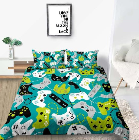 Gamer Green Bedding Set For Young People Creative Fashionable Unique Design Bed & Pillow Sheet - Level UpLevel UpBed Sheets