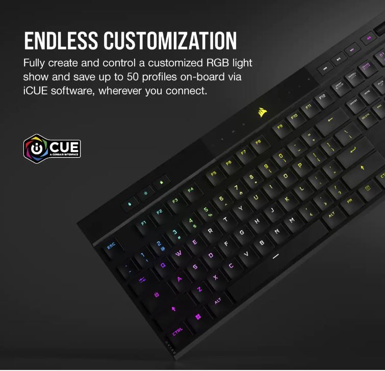 لوحة مفاتيح الألعاب الميكانيكية CORSAIR K100 RGB AIR اللاسلكية فائقة النحافة