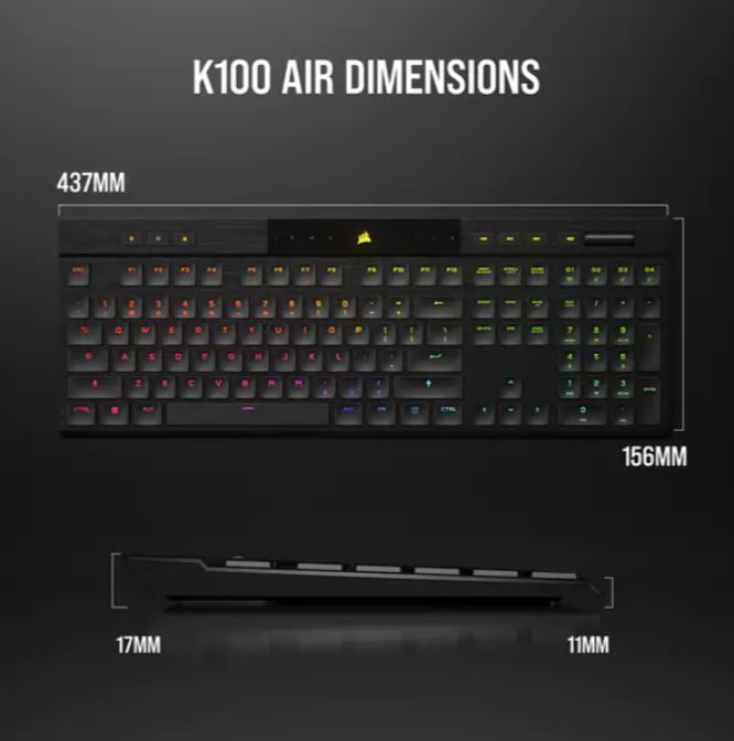 لوحة مفاتيح الألعاب الميكانيكية CORSAIR K100 RGB AIR اللاسلكية فائقة النحافة