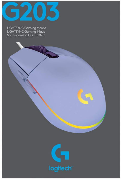 Logitech G203 LIGHTSYNC RGB Lighting Gaming Mouse - Lilac - Level UpLogitechPC Accessories5.10E+12