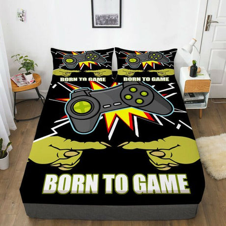 Modern Home Bedclothes Unique Design Bedding Sheet With Pillowcase 3D Cartoon Game Pad Printed - Level UpLevel UpBed Sheets500635