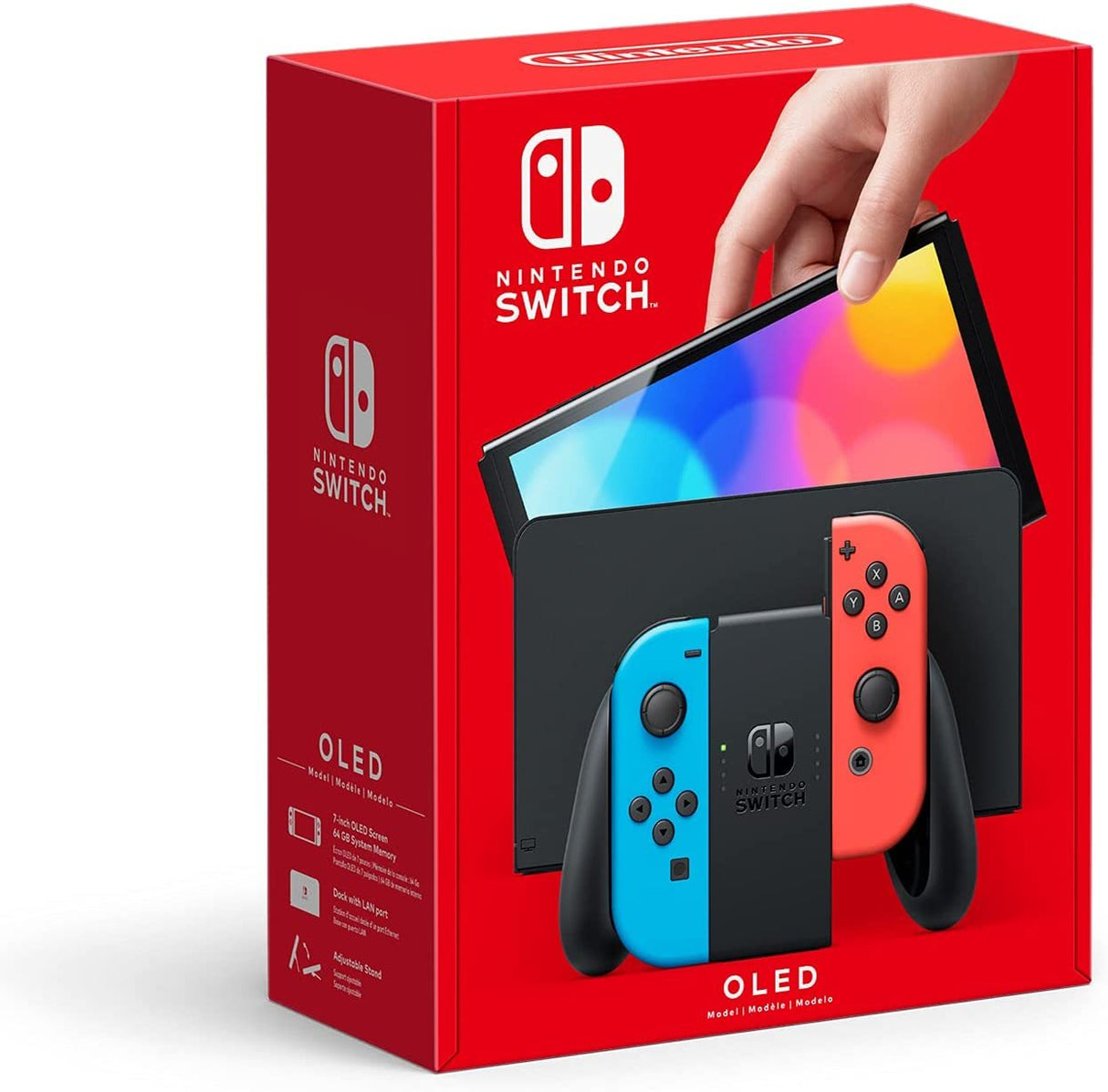 Nintendo Switch – OLED Model w/ Neon Red Neon Blue Joy-Con Level Up