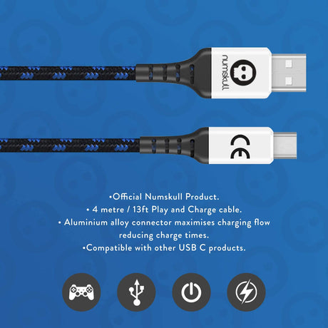 Numskull PS5 Play and Charge USB C Charging Cable For PlayStation 5 - Level UpLevel Up5056280425472