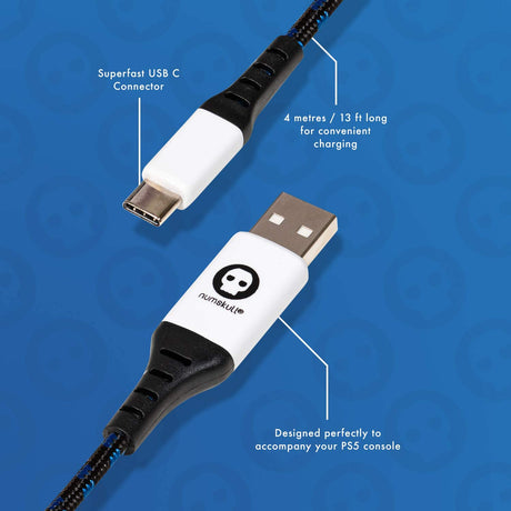 Numskull PS5 Play and Charge USB C Charging Cable For PlayStation 5 - Level UpLevel Up5056280425472