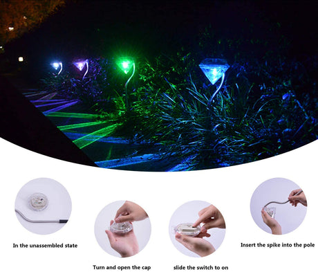 Pack of 4 LED Color Changing Solar Power Diamond Shaped Garden light. - Level UpLevel UpSmart Devices501688