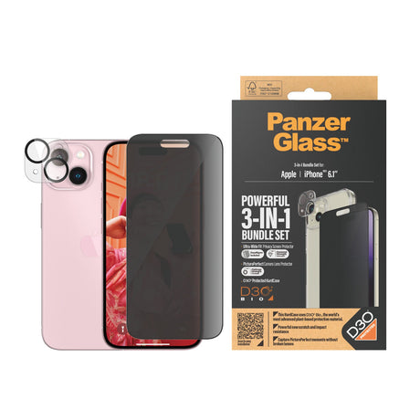 PanzerGlass iPhone 15 6.1" | 360 Bundle with D3O® | Privacy - 5711724930287 - Level UpPanzerGlassScreen Protector5711724930287