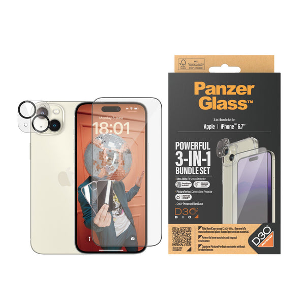  PanzerGlass iPhone 15 Plus  6.7" | 360 Bundle with D3O® | Clear - 5711724211744