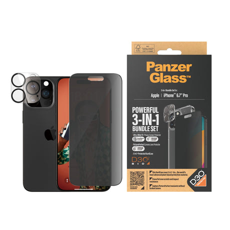 PanzerGlass iPhone 15 Pro Max 6.7"| 360 Bundle with D3O® | Privacy - 5711724930317 - Level UpPanzerGlassScreen Protector5711724930317