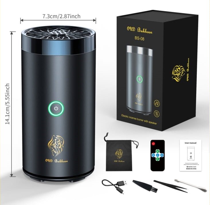Portable Electric Bukhoor Incense Car Burner with Bluetooth Speaker & USB Charging - Level UpBukhoor