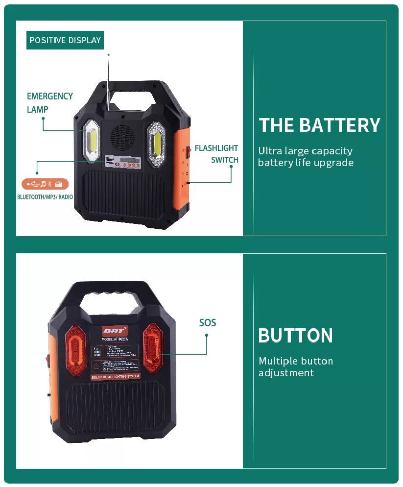 Portable Solar Power Lighting & Charging System with 2 Bulbs for Camping Picnic Home and Outdoors with MP3 & Radio - Level UpLevel UpSmart Devices501692