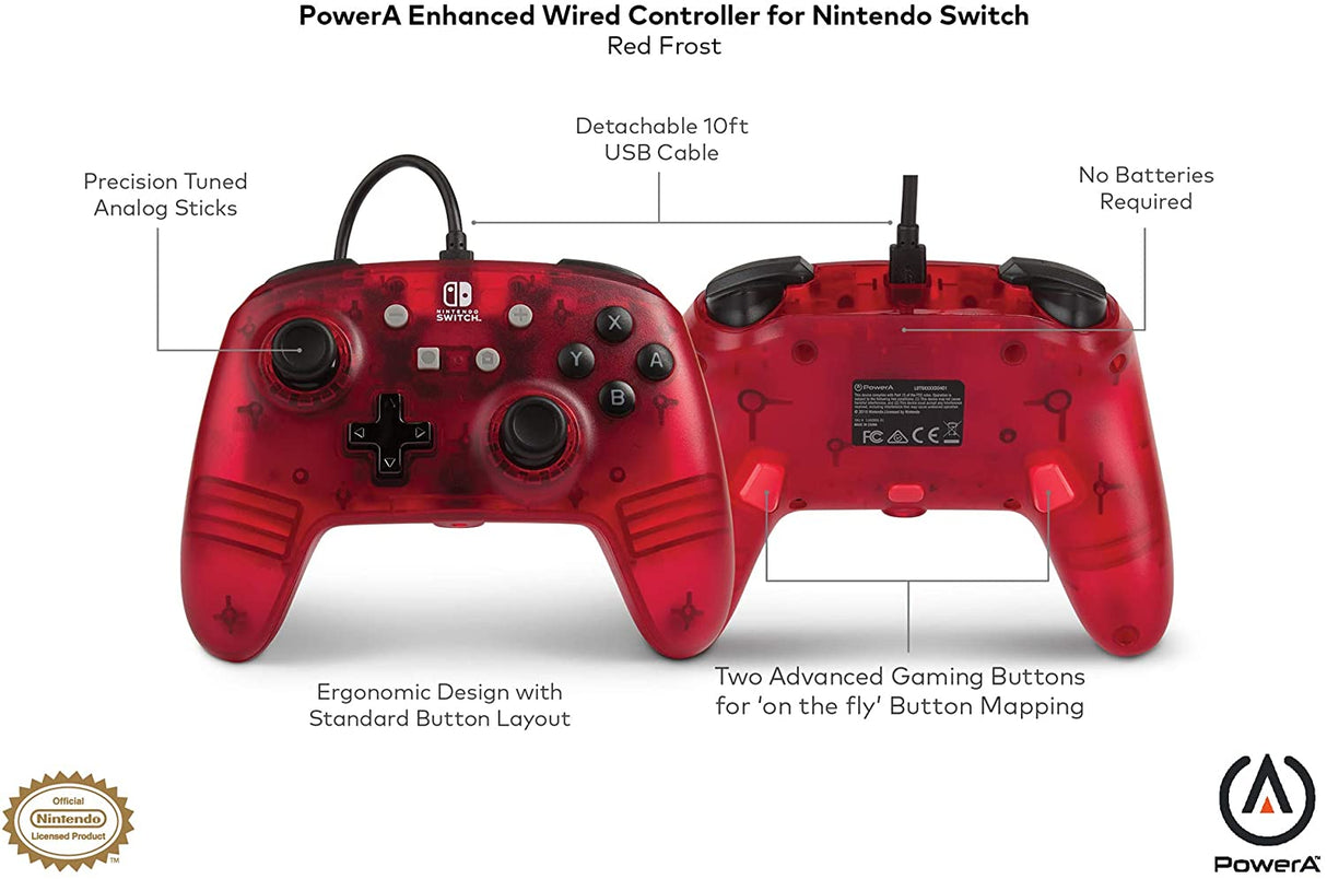 PowerA Enhanced Wired Controller for Nintendo Switch – Red Frost - Level UpPowerASwitch Accessories617885021275