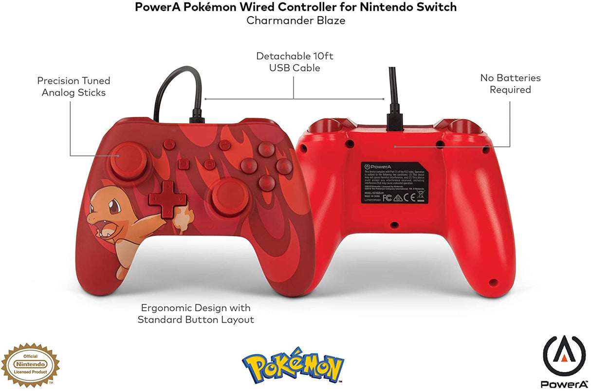 PowerA Pokémon Enhanced Wired Controller for Nintendo Switch – Blaze Charmander - Level UpPowerASwitch Accessories617885020339