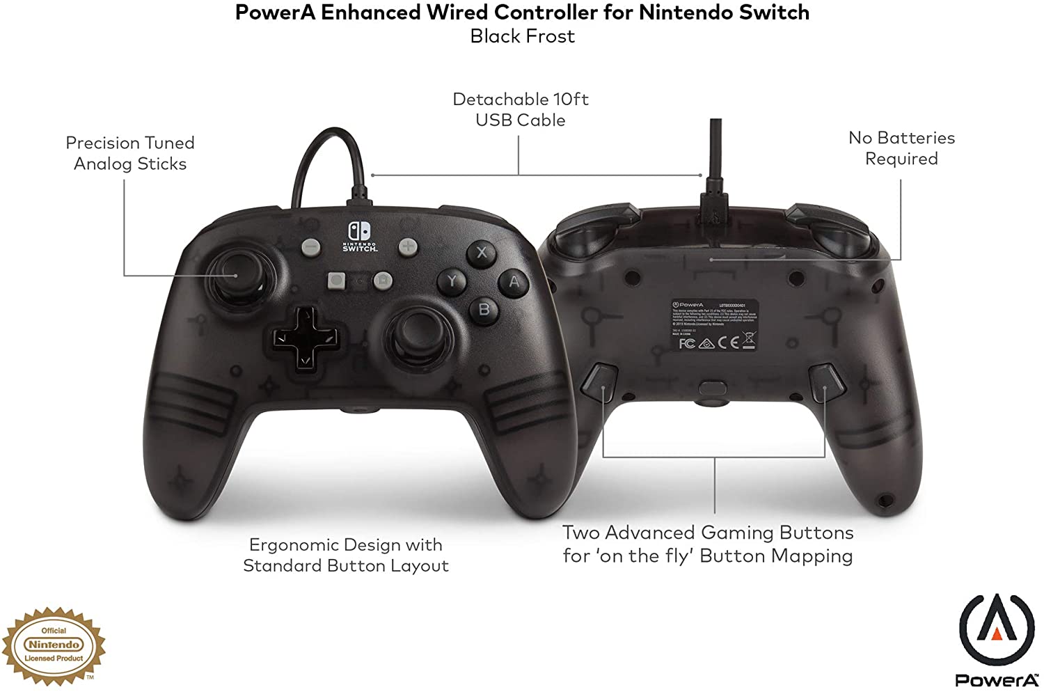 PowerA Wired Controller For Nintendo Switch Black Frost Level Up