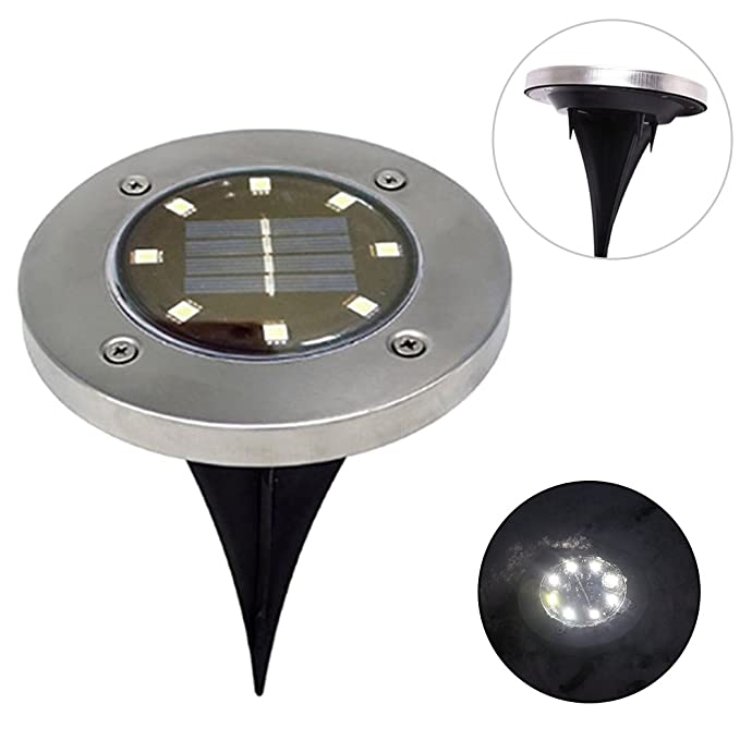 Set of 4 Round Solar Powered Garden LED Lights for Ground Pathway with UV and Water Resistance - Level UpLevel UpSmart Devices501690