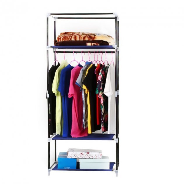 Single Door Portable Foldable Hanging Storage Wardrobe with 3 Shelves - Assorted Colors - Level UpLevel UpSmart Devices501650