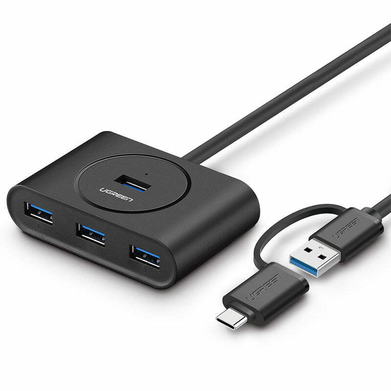 Ugreen 1m 4 Port USB 3.0 Hub With Type-c Adapter - Black 40850 - CR113 - Level UpUGreenAdapter6957303848508