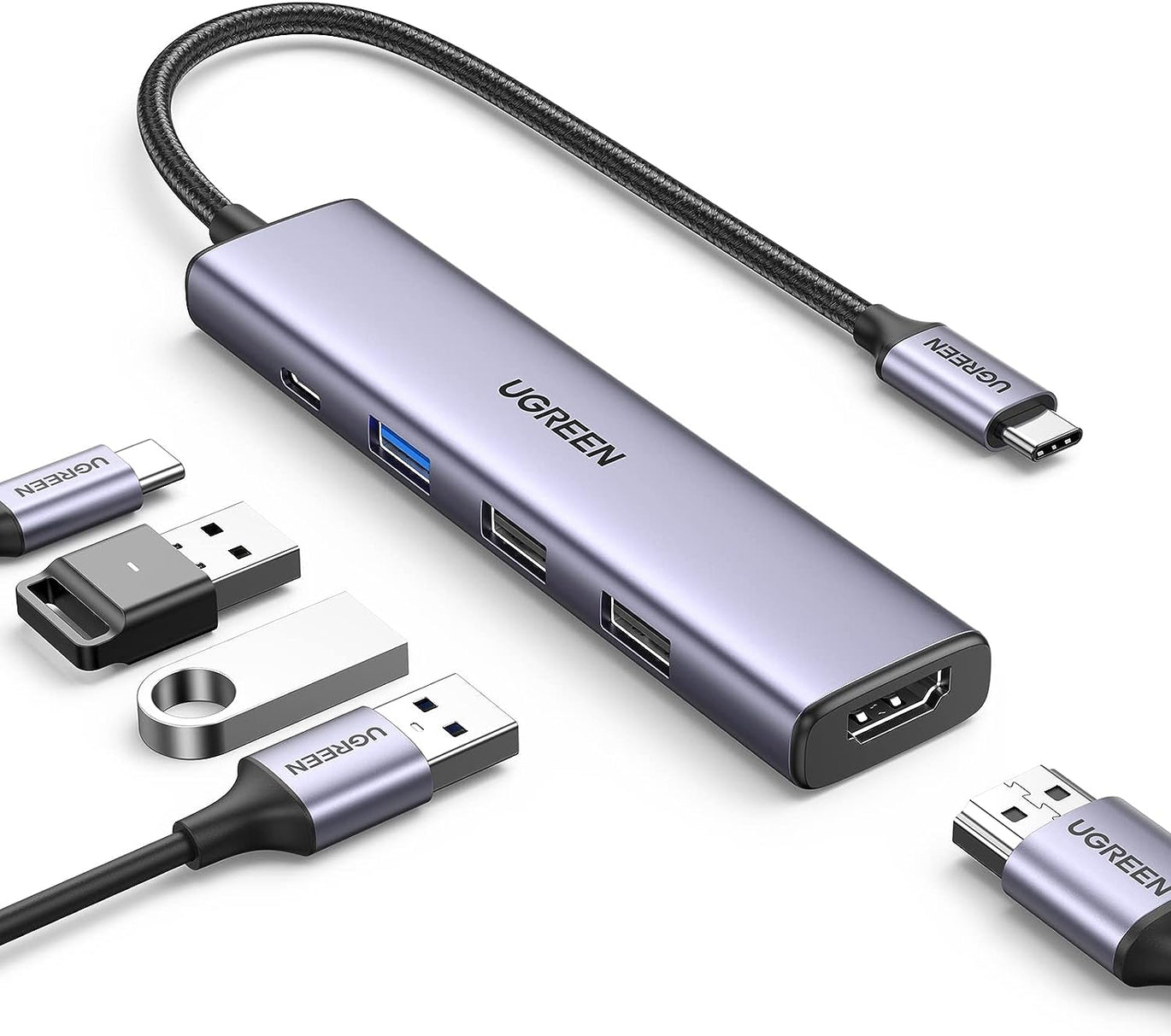 Ugreen 5-In-1 USB-C Hub (100W PD, 4K@30Hz HDMI) Model CM478 15495
