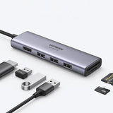 UGreen 6 in 1 multifunctional USB HUB Type C - 3x USB 3.2 Gen 1 / HDMI 4K 60Hz / SD and TF card Reader Gray (60383 CM511) - Level UpUGreenAdapter6957303863839