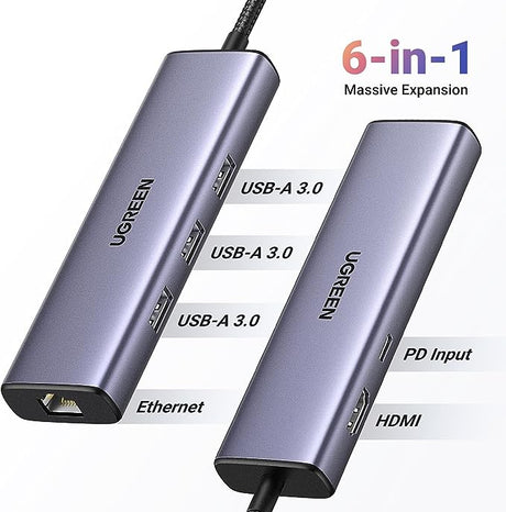 Ugreen 6-in-1 USB-C Hub (100W PD, 4K@30Hz HDMI) 15598-CM512 - Level UpUGreenAccessories6941876215980