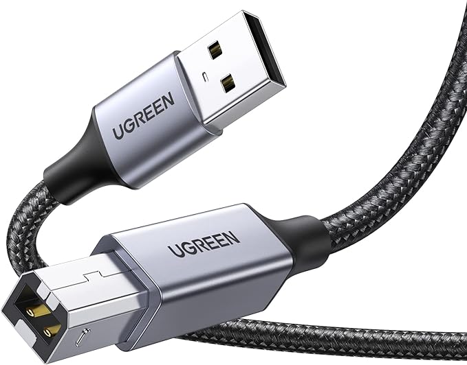 UGREEN USB-A Male to USB-B 2.0 Printer Cable Alu Case with Braid 1m (Black) 80801-US369 - Level UpUGreenAccessories6957303888016